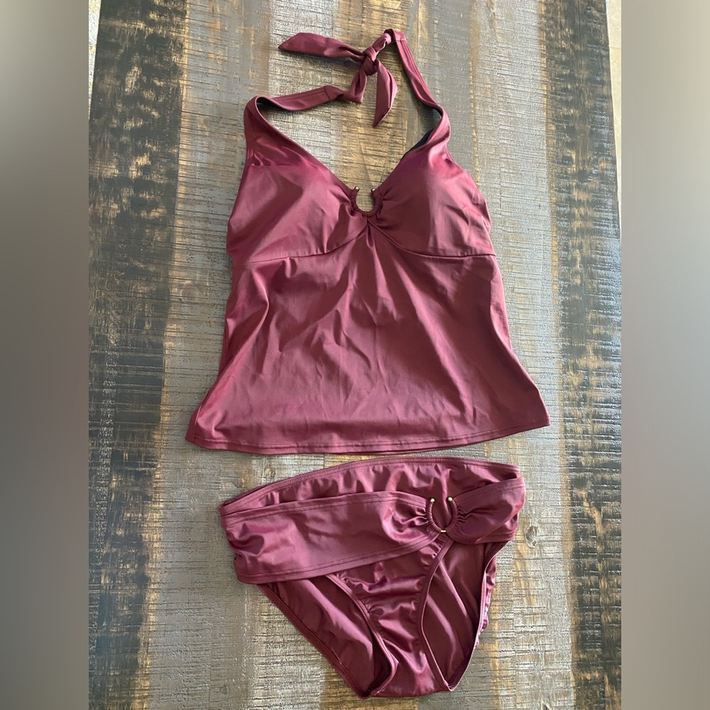 Lands' End Burgundy Bikini Set